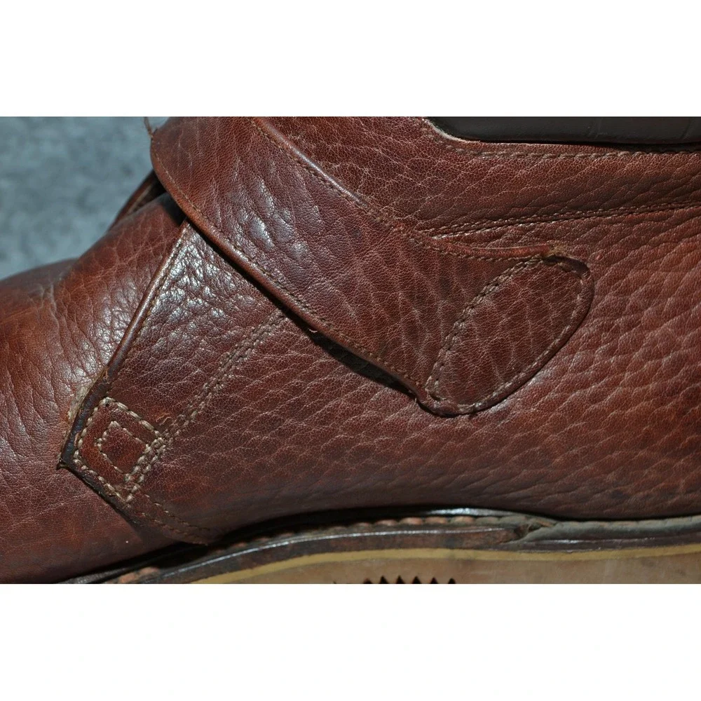 Vintage Hawthorne Classics Boots Mens 12AA Brown Leather Biker Buckle Vibram USA